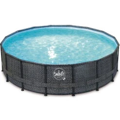 Polygroup Summer Waves Elite Frame Pool Rund - Rattan Dunkel Grau 549 X 132 Cm Solo (3000156) -Poolwelt Verkauf 3000154Swing EliteWickerframe 4 HD NEU 2