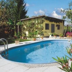 Waterman Stahlwandpool Set (5-teilig) Tief Oval 623 X 360 X 120 Cm, Stahl 0,4 Mm Weiß Folie 0,4 Mm Blau -Poolwelt Verkauf 450101012O 1