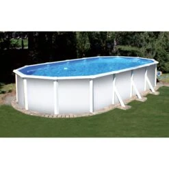 Stahlwandpool Set (5-teilig) Hoch Oval Classic 535x300x120 Cm, Stahl 0,45 Mm Weiß Folie 0,3 Mm Blau -Poolwelt Verkauf 501010405PP Ovalpool 500 300 01 3