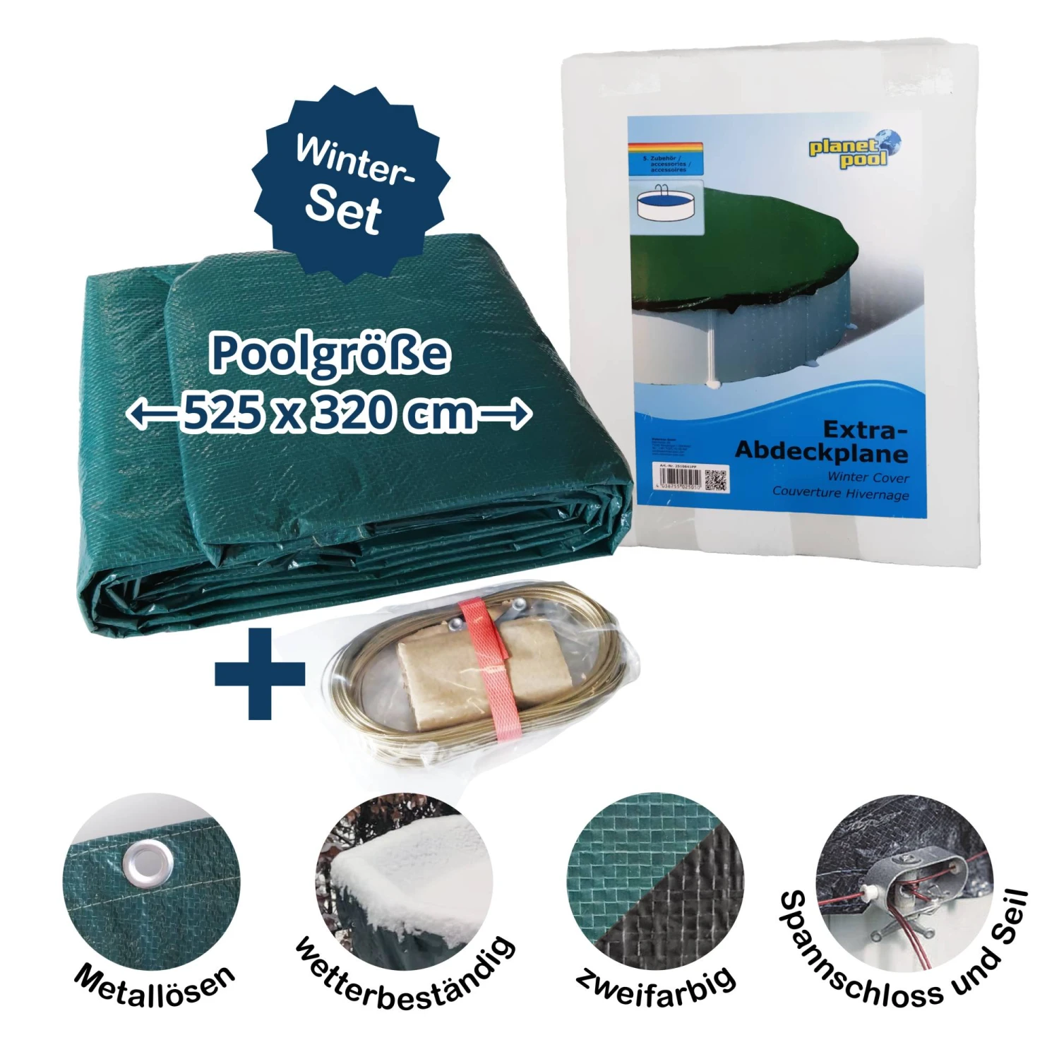 SUMMER FUN Abdeckplane Für 500x300cm Acht-/Oval Pools Und Schwimmbecken - 160 G/m² Stark Extra Winterschutz Und Ganzjahresabdeckung 3 SUMMER FUN Abdeckplane Für 500x300cm Acht-/Oval Pools Und Schwimmbecken - 160 G/m² Stark Extra Winterschutz Und Ganzjahresabdeckung