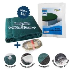 SUMMER FUN Abdeckplane Für 700x350cm Acht-/Oval Pools Und Schwimmbecken - 160 G/m² Stark Extra Winterschutz Und Ganzjahresabdeckung