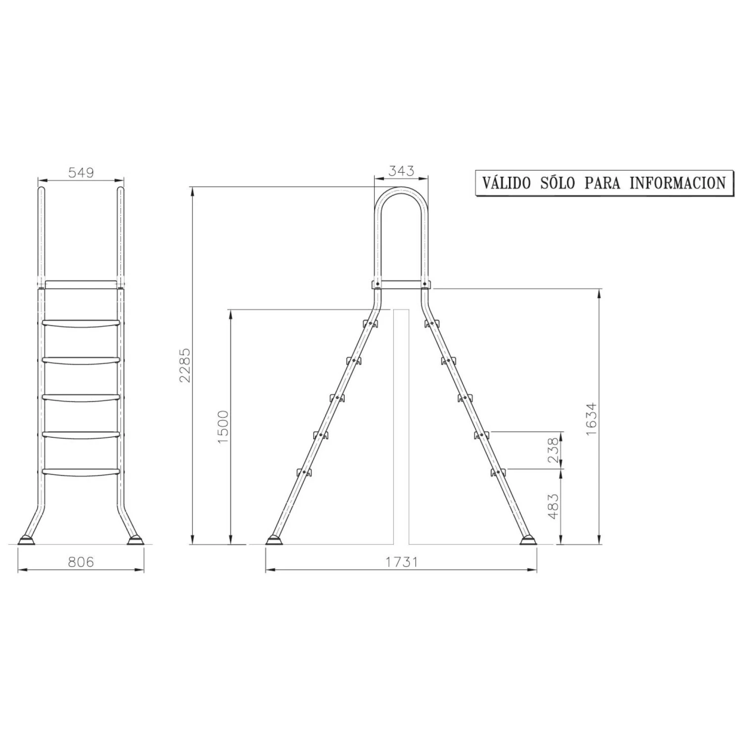 SUMMER FUN Poolleiter Edelstahl Für Hochbecken Mit 150 Cm Höhe 4 SUMMER FUN Poolleiter Edelstahl Für Hochbecken Mit 150 Cm Höhe – Bild 2