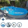 Stahlwandpool Set Achtform Cannes 625x360x150cm, Stahl 0,8mm Weiß, Folie 0,6mm Blau, Einhängebiese -Poolwelt Verkauf 503010860VS Stahlwandpool Set Achtform 625x360x150cm