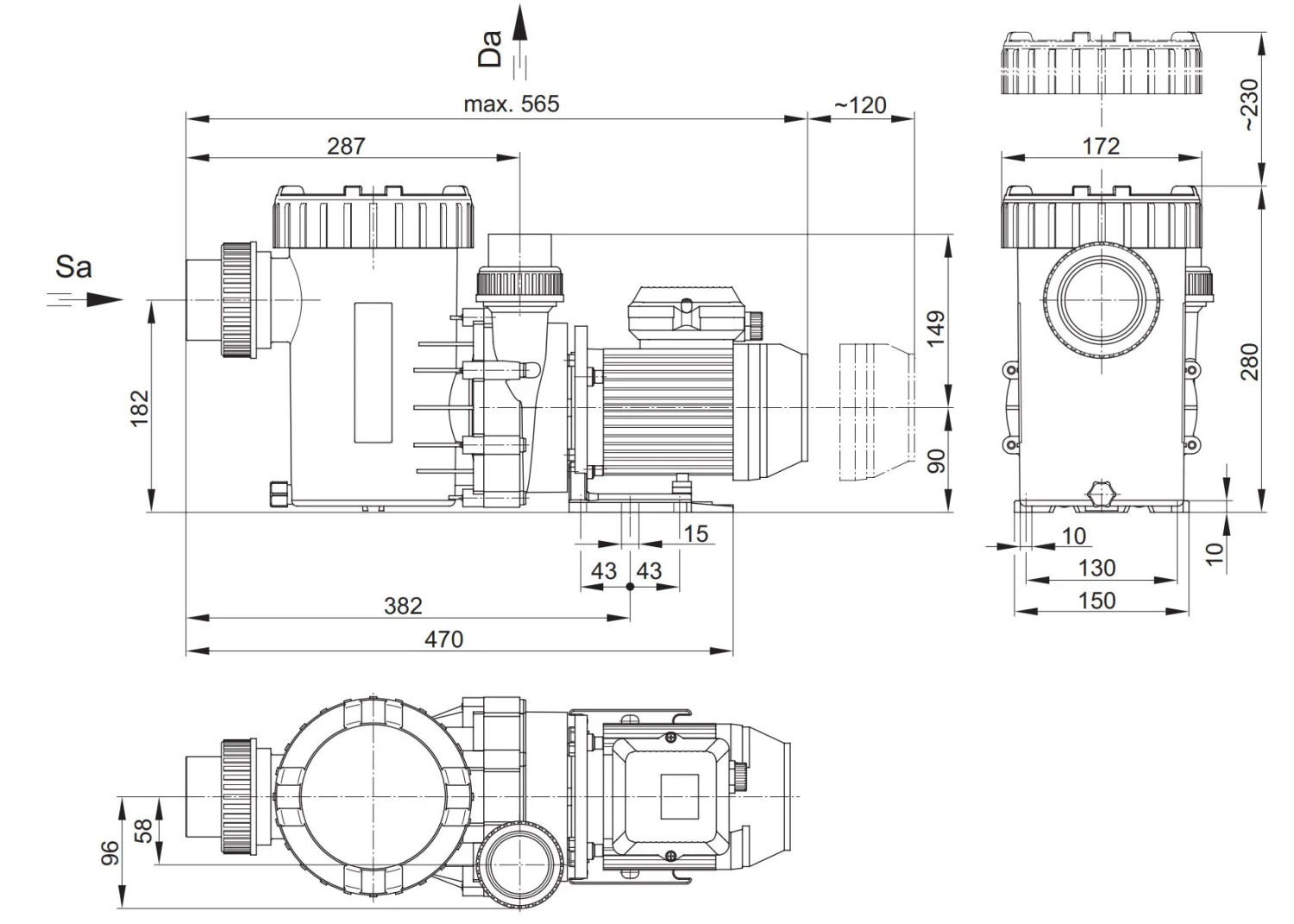 Aqua Technix Filterpumpe AQUA MAXI 5, 9m³/h, 230 V 4 Aqua Technix Filterpumpe AQUA MAXI 5, 9m³/h, 230 V – Bild 2