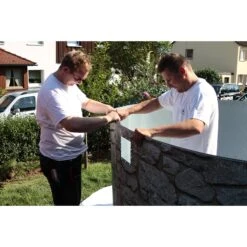 Waterman Stahlwandpool Rund 460x120cm, Stahl 0,45mm Steinoptik, Folie 0,3mm Blau, Overlap 13 Waterman Stahlwandpool Rund 460x120cm, Stahl 0,45mm Steinoptik, Folie 0,3mm Blau, Overlap -Poolwelt Verkauf Aufbau Stahlwandpool Eco Dekor Pools 4