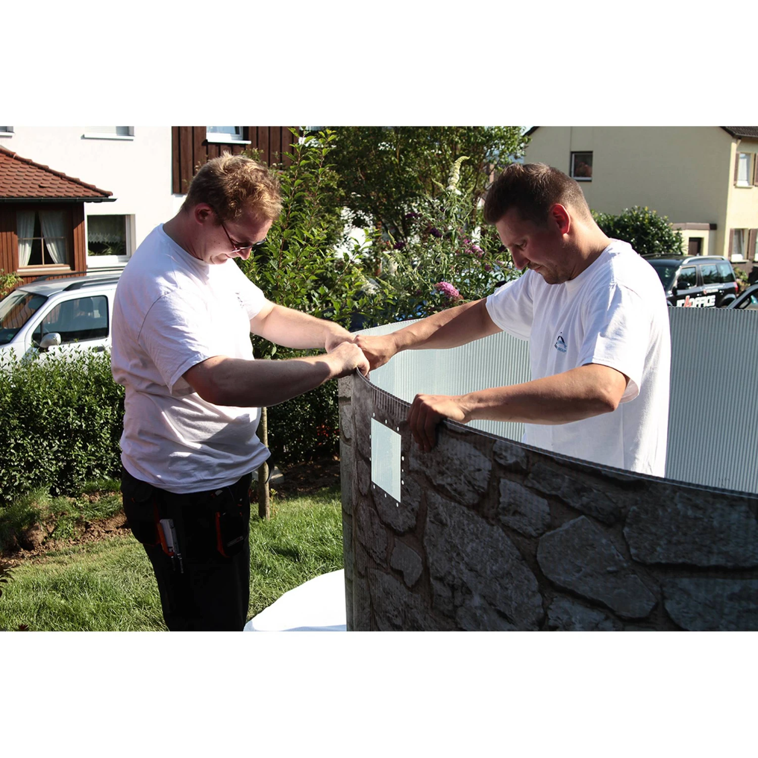 Waterman Stahlwandpool Rund 460x120cm, Stahl 0,45mm Steinoptik, Folie 0,3mm Blau, Overlap 7 Waterman Stahlwandpool Rund 460x120cm, Stahl 0,45mm Steinoptik, Folie 0,3mm Blau, Overlap – Bild 5