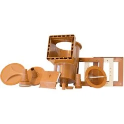 GRE Stahlwandpool Set (5-teilig) Hoch Rund 360 X 120 Cm, Stahl 0,45 Mm Holzoptik Folie 0,3 Mm Blau -Poolwelt Verkauf Einbauskimmer und Einlaufduese braun 11