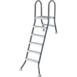 Waterman Stahlwandpool Set (7-teilig) Halbhoch Rund Bahrain 350 X 150 Cm, Stahl 0,8 Mm Weiß Folie 0,6 Mm Blau -Poolwelt Verkauf Halhochbeckenleiter 5 1 Stufig Edelstahl fuer Pool