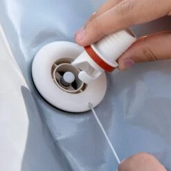 Waterman Luftkissen Poolabdeckung Aufblasbare Abdeckplane Rund Ø 4,2 M Grau/innen Beige Mit Ösen Und Kordelzug -Poolwelt Verkauf Luftkissen Abdeckplane 03 2