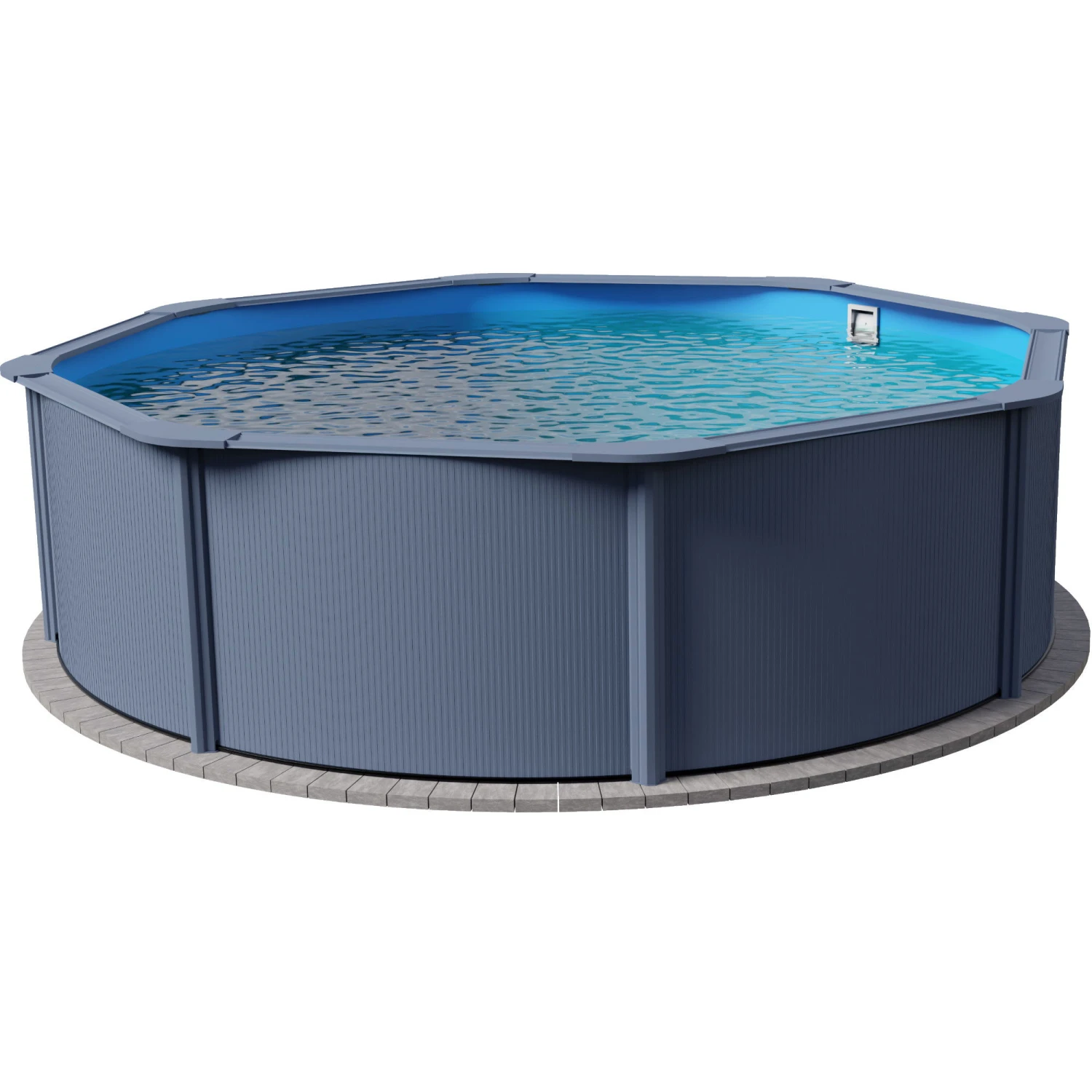 Stahlwandpool Rund Classic 450x120 Cm, Stahl 0,4 Mm Anthrazit, Folie 0,3 Mm Blau, Overlap 3 Stahlwandpool Rund Classic 450x120 Cm, Stahl 0,4 Mm Anthrazit, Folie 0,3 Mm Blau, Overlap