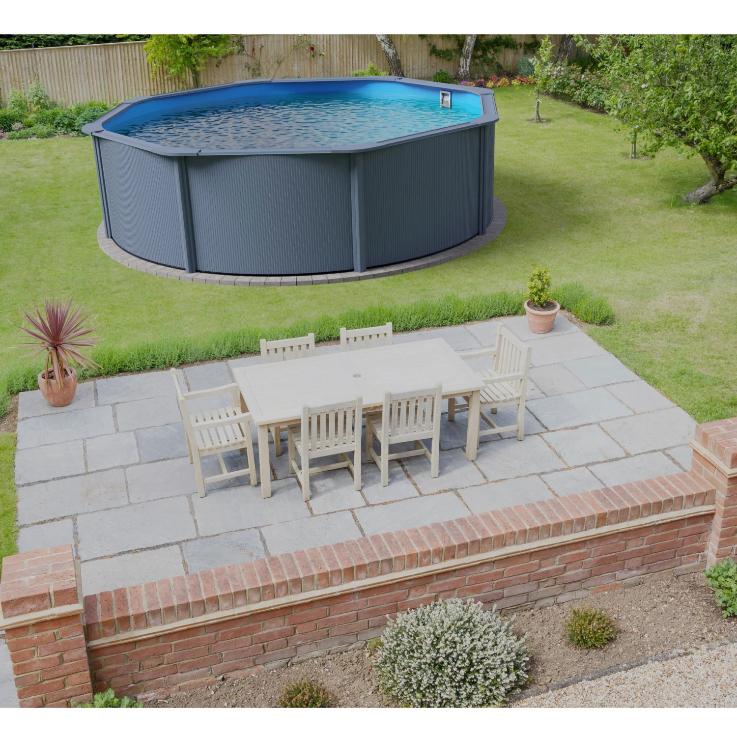 GRE Stahlwandpool Set (5-teilig) Hoch Rund Classic 360 X 120 Cm, Stahl 0,45mm Anthrazit Folie 0,3mm Blau 4 GRE Stahlwandpool Set (5-teilig) Hoch Rund Classic 360 X 120 Cm, Stahl 0,45mm Anthrazit Folie 0,3mm Blau – Bild 2