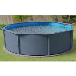 Stahlwandpool Rund Classic 350x120 Cm, Stahl 0,4 Mm Anthrazit, Folie 0,3 Mm Blau, Overlap -Poolwelt Verkauf Planet Pool Stahlwandpool Classic anthrazit blau MS 04