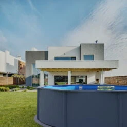 Stahlwandpool Rund Classic 350x120 Cm, Stahl 0,4 Mm Anthrazit, Folie 0,3 Mm Blau, Overlap -Poolwelt Verkauf Planet Pool Stahlwandpool Classic anthrazit blau MS 07 1