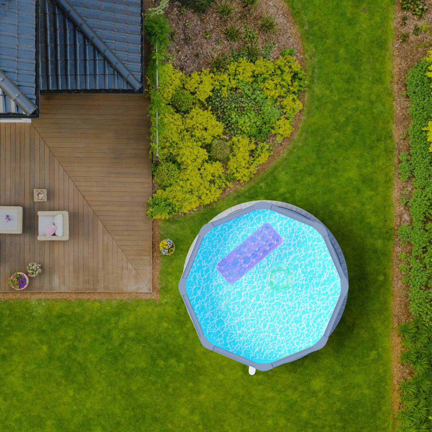 Stahlwandpool Rund Classic 450x120 Cm, Stahl 0,4 Mm Anthrazit, Folie 0,3 Mm Blau, Overlap 10 Stahlwandpool Rund Classic 450x120 Cm, Stahl 0,4 Mm Anthrazit, Folie 0,3 Mm Blau, Overlap – Bild 8