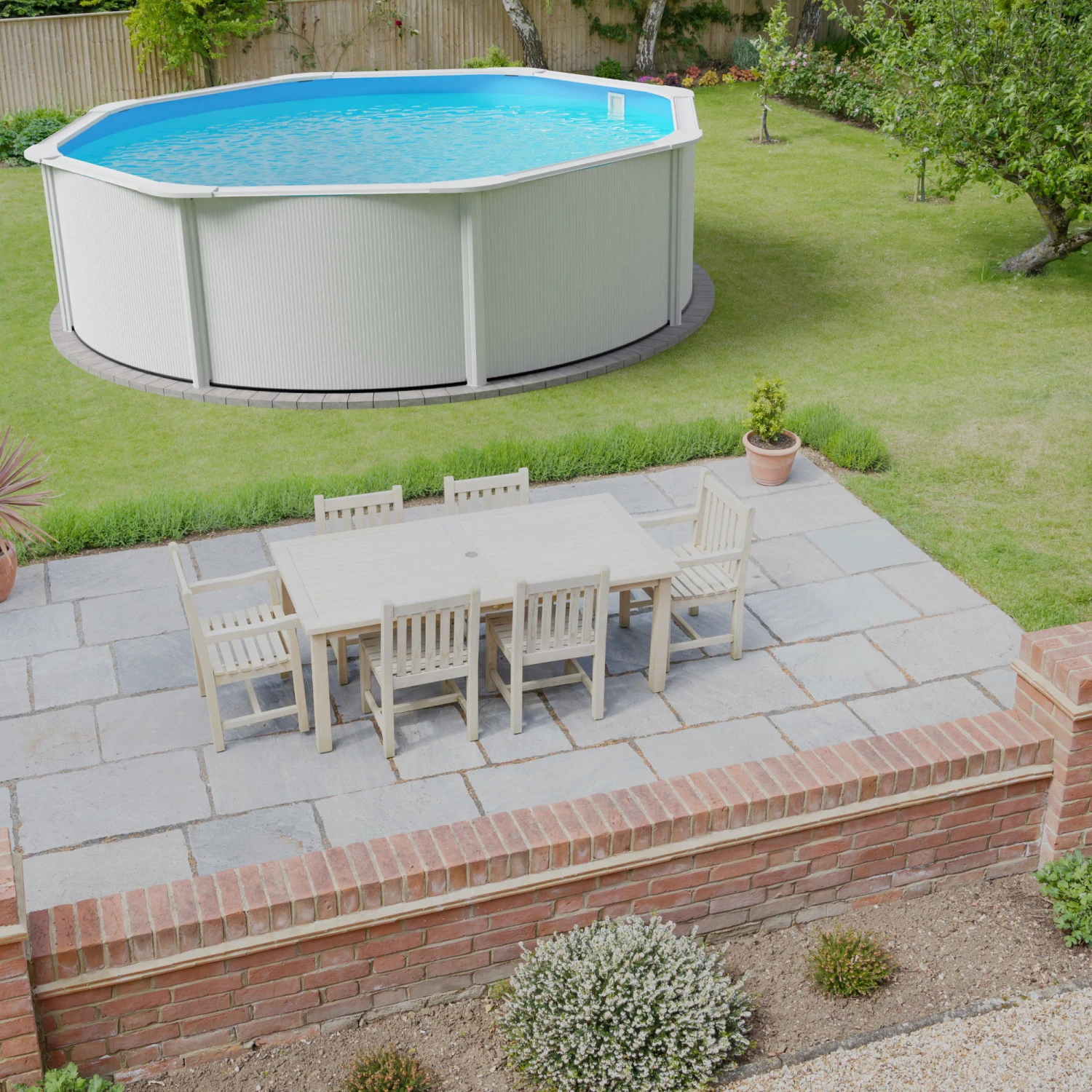 GRE Stahlwandpool Set (5-teilig) Hoch Rund Classic 240 X 120 Cm, Stahl 0,45 Mm Weiß Folie 0,3 Mm Blau 4 GRE Stahlwandpool Set (5-teilig) Hoch Rund Classic 240 X 120 Cm, Stahl 0,45 Mm Weiß Folie 0,3 Mm Blau – Bild 2