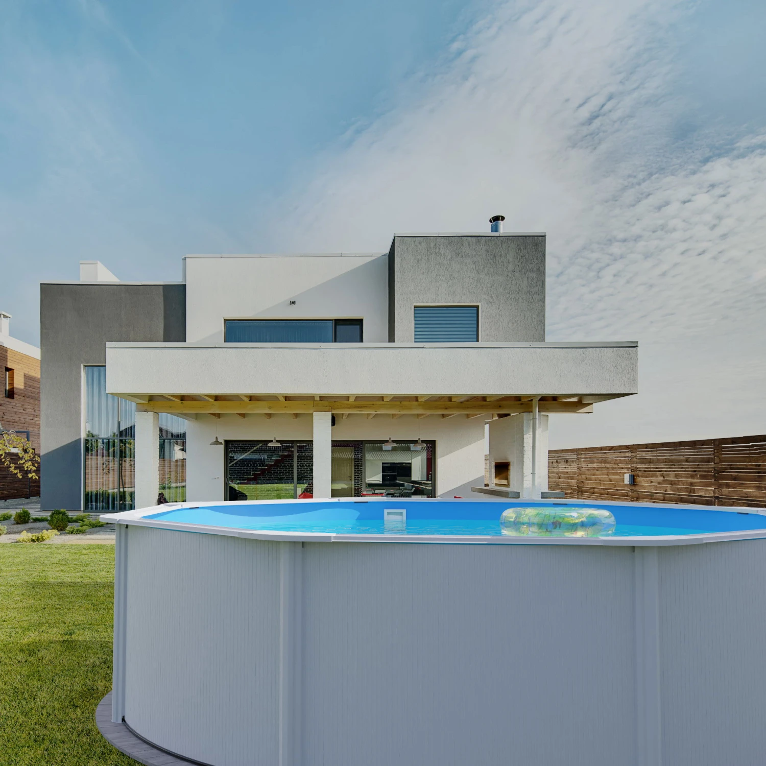 GRE Stahlwandpool Set (6-teilig) Hoch Rund High Line 550 X 132 Cm, Stahl 0,45 Mm Weiß Folie 0,4 Mm Blau 6 GRE Stahlwandpool Set (6-teilig) Hoch Rund High Line 550 X 132 Cm, Stahl 0,45 Mm Weiß Folie 0,4 Mm Blau – Bild 4