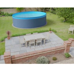 Waterman Stahlwandpool Rund 500x120 Cm, Stahl 0,4 Mm Anthrazit, Folie 0,3 Mm Blau, Overlap -Poolwelt Verkauf Planet Pool Stahlwandpool anthrazit blau overlap OS 03 2