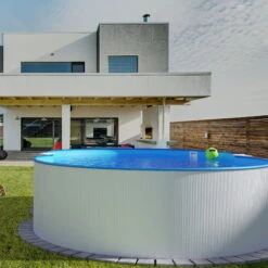 Stahlwandpool Achtform 540x350x120 Cm, Stahl 0,4 Mm Weiß, Folie 0,4 Mm Blau, Einhängebiese -Poolwelt Verkauf S81009MSVS S81010MSVS S8140MSVS Stahlwandbecken Achtform Weiss Blau 03 1