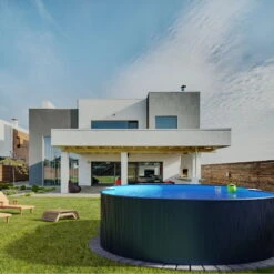 Stahlwandpool Achtform 540x350x120 Cm, Stahl 0,4 Mm Anthrazit, Folie 0,4 Mm Blau, Einhängebiese -Poolwelt Verkauf S81068MSVS S81069MSVS S81073MSVS Stahlwandbecken Achtform Athrazit Blau 03 2