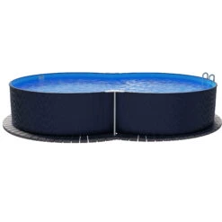 Stahlwandpool Achtform 540x350x120 Cm, Stahl 0,4 Mm Anthrazit, Folie 0,4 Mm Blau, Einhängebiese -Poolwelt Verkauf S81068MSVS S81069MSVS S81073MSVS Stahlwandbecken Achtform Athrazit Blau 08 2