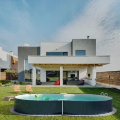 Stahlwandpool Achtform 470x300x120 Cm, Stahl 0,4 Mm Anthrazit, Folie 0,4 Mm Sand, Einhängebiese -Poolwelt Verkauf S81081MSVS S81083MSVS Stahlwandbecken Achtform Athrazit Sand 04 n