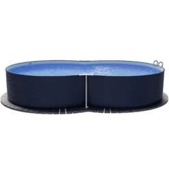 Stahlwandpool Achtform 650x420x120 Cm, Stahl 0,4 Mm Anthrazit, Folie 0,4 Mm Sand, Einhängebiese -Poolwelt Verkauf S81081MSVS S81083MSVS Stahlwandbecken Achtform Athrazit Sand 08 n 2