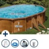 Stahlwandpool Set Oval Classic 500x300x120 Cm, Stahl 0,45 Mm Holzoptik, Folie 0,3 Mm Blau, Overlap -Poolwelt Verkauf SETOV500HVS Stahlwandpool Set Ovalform 500x300x120cm k