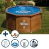 GRE Stahlwandpool Set (5-teilig) Hoch Rund 240 X 120 Cm , Stahl 0,45 Mm Holzoptik Folie 0,3 Mm Blau -Poolwelt Verkauf SETR240HVS Stahlwandpool Set Rund 240x120cm k