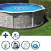 GRE Stahlwandpool Set (6-teilig) Hoch Rund 350 X 120 Cm, Stahl 0,45 Mm Steinoptik Folie 0,3 Mm Blau -Poolwelt Verkauf SETR350SVS Stahlwandpool Set Rund 350x120cm