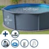GRE Stahlwandpool Set (5-teilig) Hoch Rund Classic 450 X 120 Cm, Stahl 0,45mm Anthrazit Folie 0,3mm Blau -Poolwelt Verkauf SETR460GVS Stahlwandpool Set Rund 450x120cm