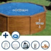GRE Stahlwandpool Set (6-teilig) Hoch Rund 460 X 132 Cm, Stahl 0,45 Mm Holzoptik Folie 0,4 Mm Blau -Poolwelt Verkauf SETR461HVS Stahlwandpool Set Rund 460x132cm