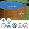 GRE Stahlwandpool Set (6-teilig) Hoch Rund 550 X 132 Cm, Stahl 0,45 Mm Holzoptik Folie 0,4 Mm Blau -Poolwelt Verkauf SETR551HVS Stahlwandpool Set Rund 550x132cm
