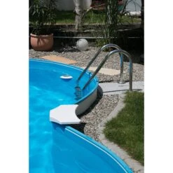 SUMMER FUN Poolleiter Edelstahl Für Tiefbecken Mit 120 Cm Höhe - Weite Stufen -Poolwelt Verkauf Sitzbohle Achtformpool
