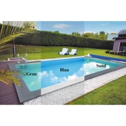 KWAD Styropor Pool De Luxe Komplettset 6,0 X 3,0 X 1,5m Mit 0,8 Mm Innenhülle Sand Inkl. Römertreppe -Poolwelt Verkauf Styropor Pool Grau Blau Sand
